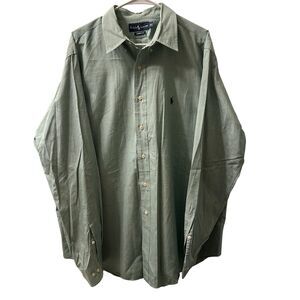 Ralph Lauren Men's Classic Mint Green Button Front Dress Shirt Size 18-36/37